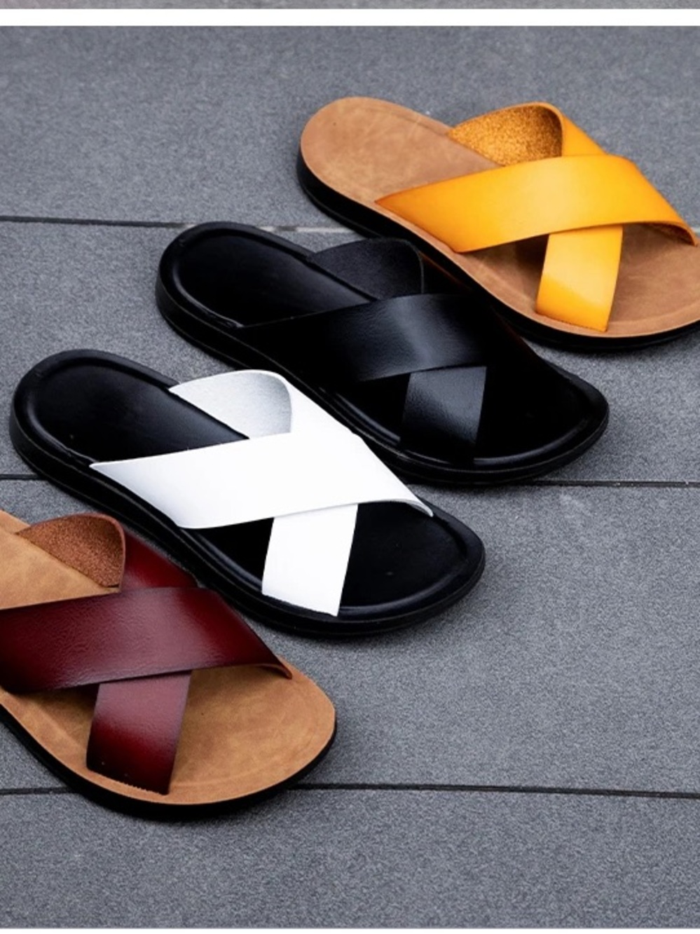 NewSummer Sandals Men Leather Classic Roman Slipper Shoes Flip Flop Water Sandal